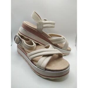 Vionic Strappy Platform Sandals Reyna Cream Off-white Leather Women's Size‎ 10